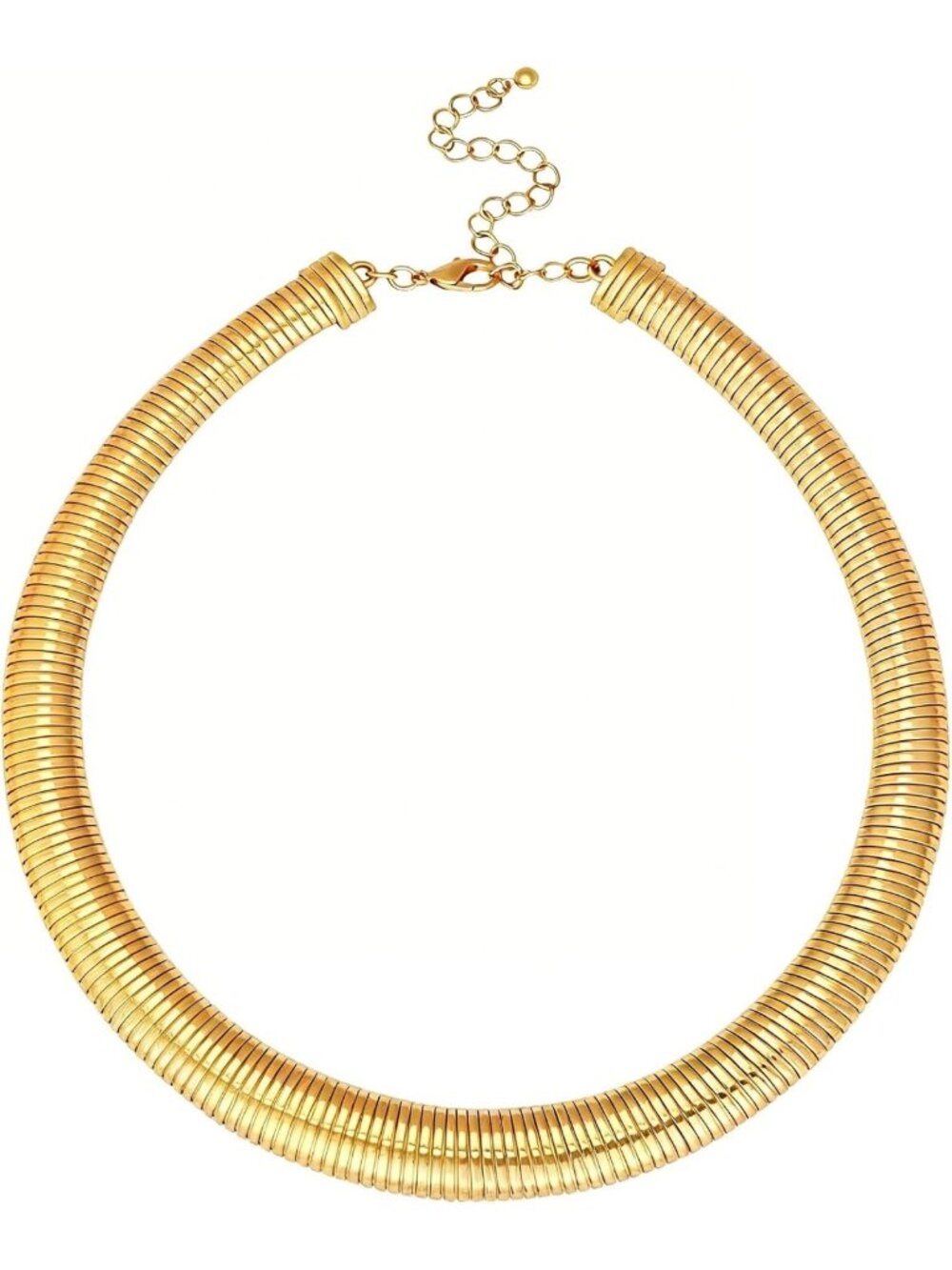 Chunky Gold Choker Necklace - 14K Plated Snake Chain, Triple Twisted Layered